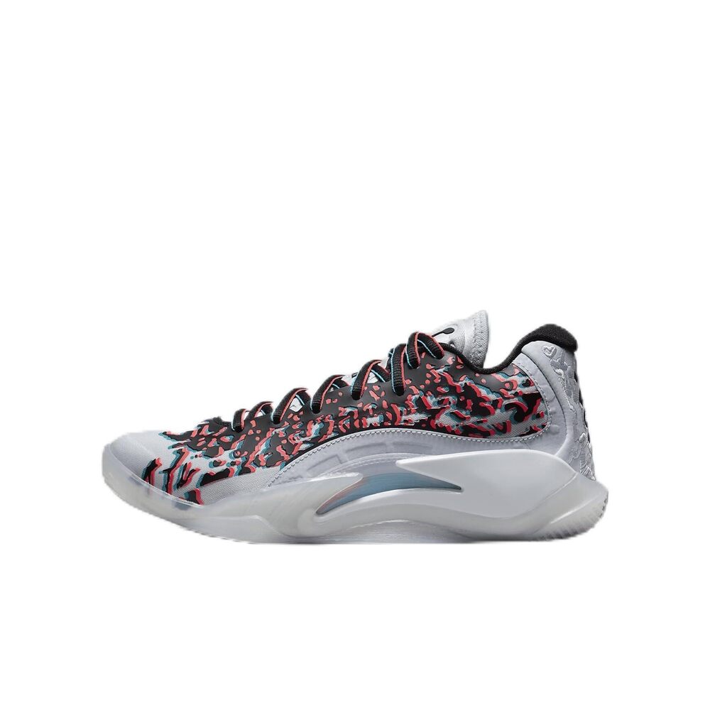 Jordan Kids Zion 3 NRG Basketball Shoes , Grey/Black/Flash Crimson ,4 Big Kid